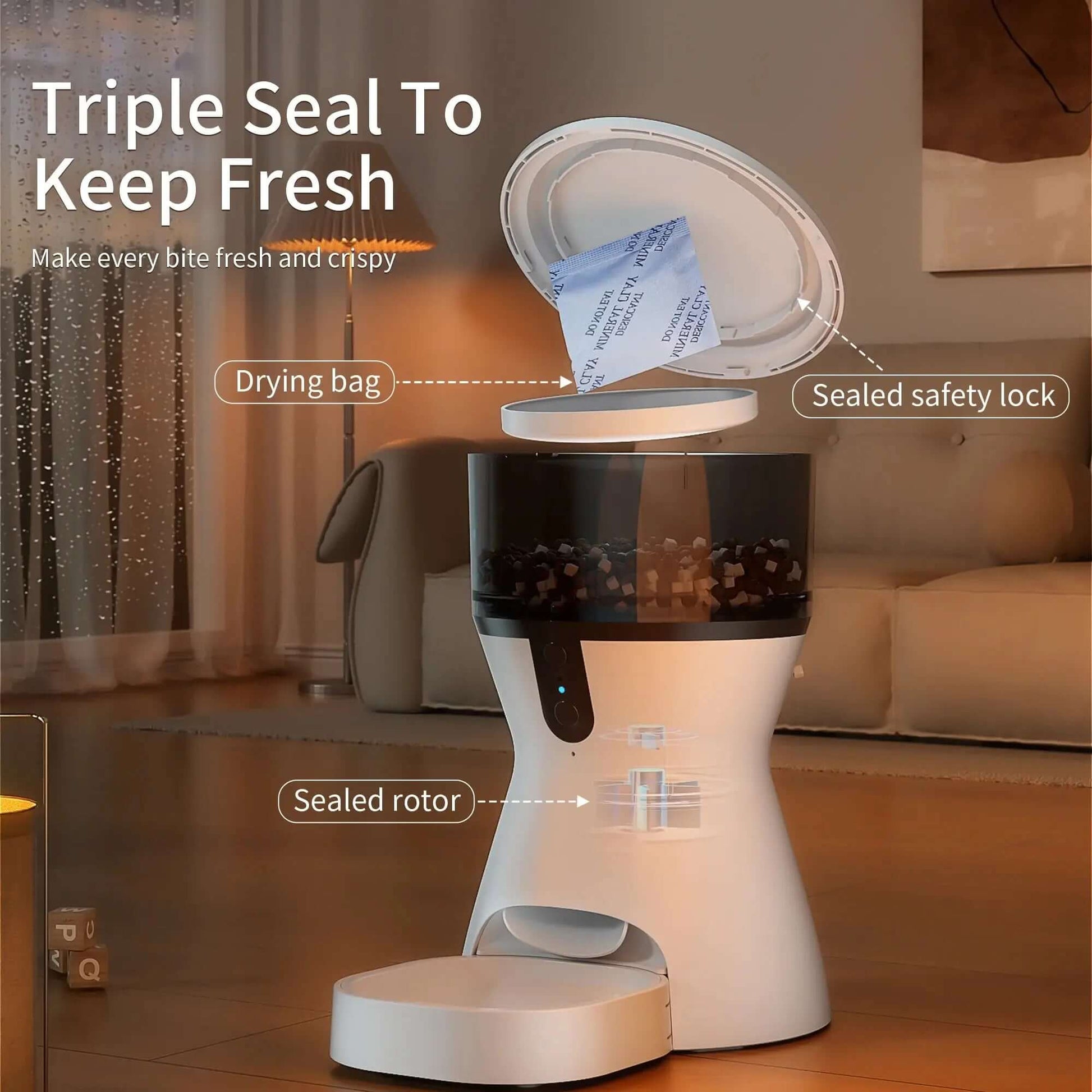 Automatic Cat Feeders 2.4G Wifi, Automatic Dog Food Dispenser, Timed Pet Feeder with 10S Dining Voice Record, 20 Cups/4L Smart Pet Feeder, Auto Pet Feeder for Cats and Small Dogs