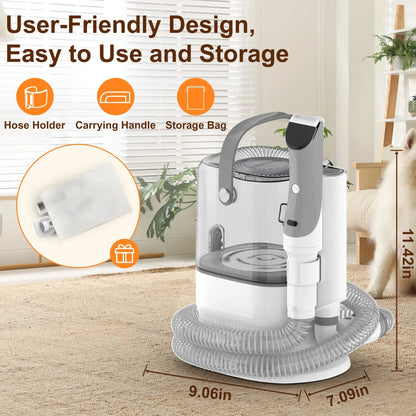 Dog Grooming Vacuum for Shedding, 13,200Pa Pet Grooming Vacuum Kit with Dogs Cats Clippers, 6 in 1 Low Noise Home Cleaning Tool