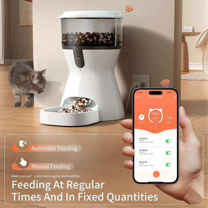 Automatic Cat Feeders 2.4G Wifi, Automatic Dog Food Dispenser, Timed Pet Feeder with 10S Dining Voice Record, 20 Cups/4L Smart Pet Feeder, Auto Pet Feeder for Cats and Small Dogs