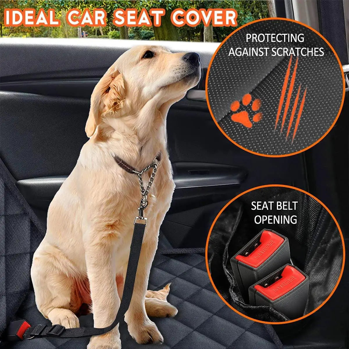 Dog Car Seat Cover, Back Seat Cover for Dogs Pet Car Seat Protector Waterproof Bench Car Seat Cover, Non-Slip Reat Seat Cover Fits Middle Armrest for Most Cars Trucks Suvs - Black - TRENDSRBLLC