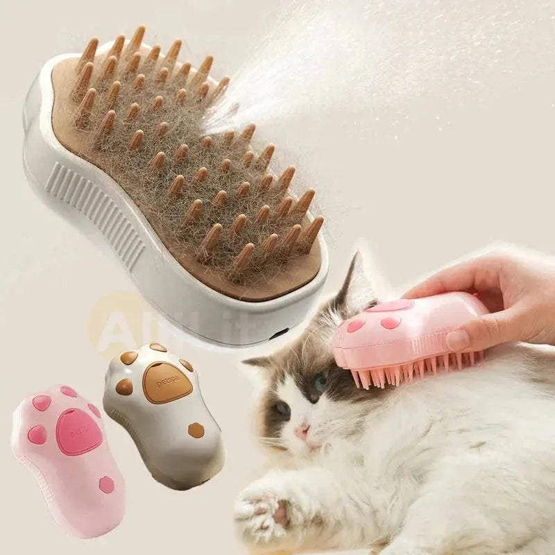 Electric Cat Steam Brush – 3-In-1 Pet Grooming Comb with Water Spray for Cats and Dogs, USB Rechargeable - TRENDSRBLLC