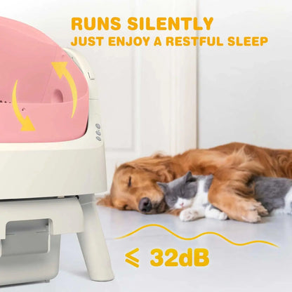 PetPivot Autoscooper 11 Open-Top Self-Cleaning Cat Litter Box，Odor-Free Waste Disposal includes Trash Bags-Pink - TRENDSRBLLC