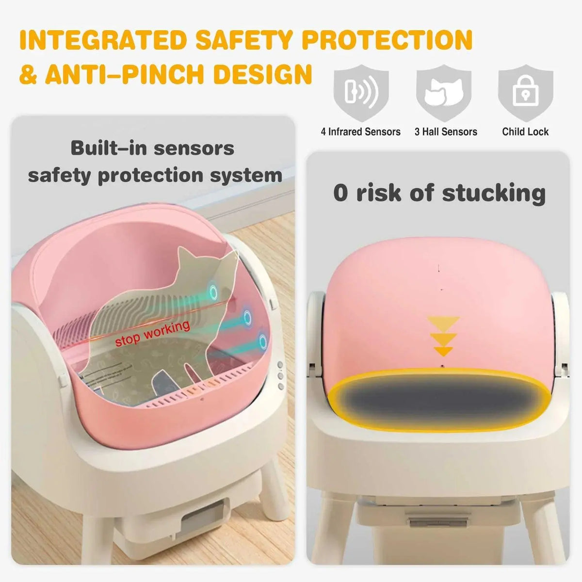 PetPivot Autoscooper 11 Open-Top Self-Cleaning Cat Litter Box，Odor-Free Waste Disposal includes Trash Bags-Pink - TRENDSRBLLC