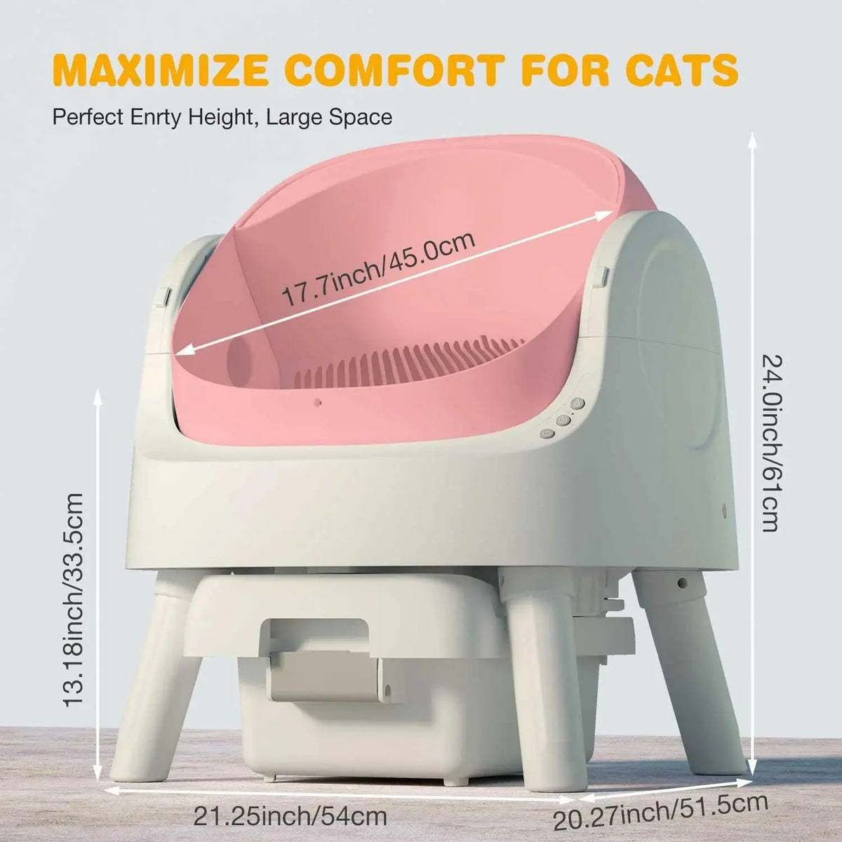 PetPivot Autoscooper 11 Open-Top Self-Cleaning Cat Litter Box，Odor-Free Waste Disposal includes Trash Bags-Pink - TRENDSRBLLC