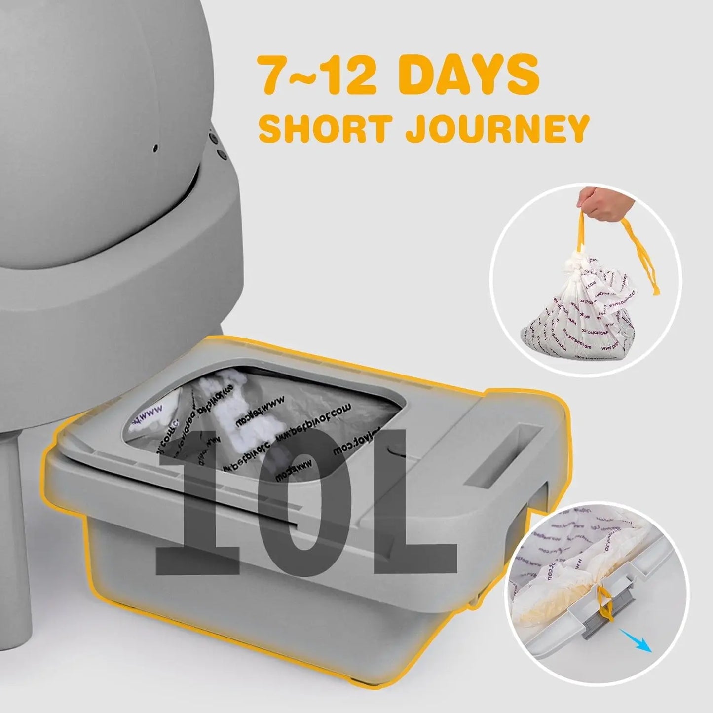 PetPivot Autoscooper 11 Open-Top Self-Cleaning Cat Litter Box，Odor-Free Waste Disposal includes Trash Bags - TRENDSRBLLC