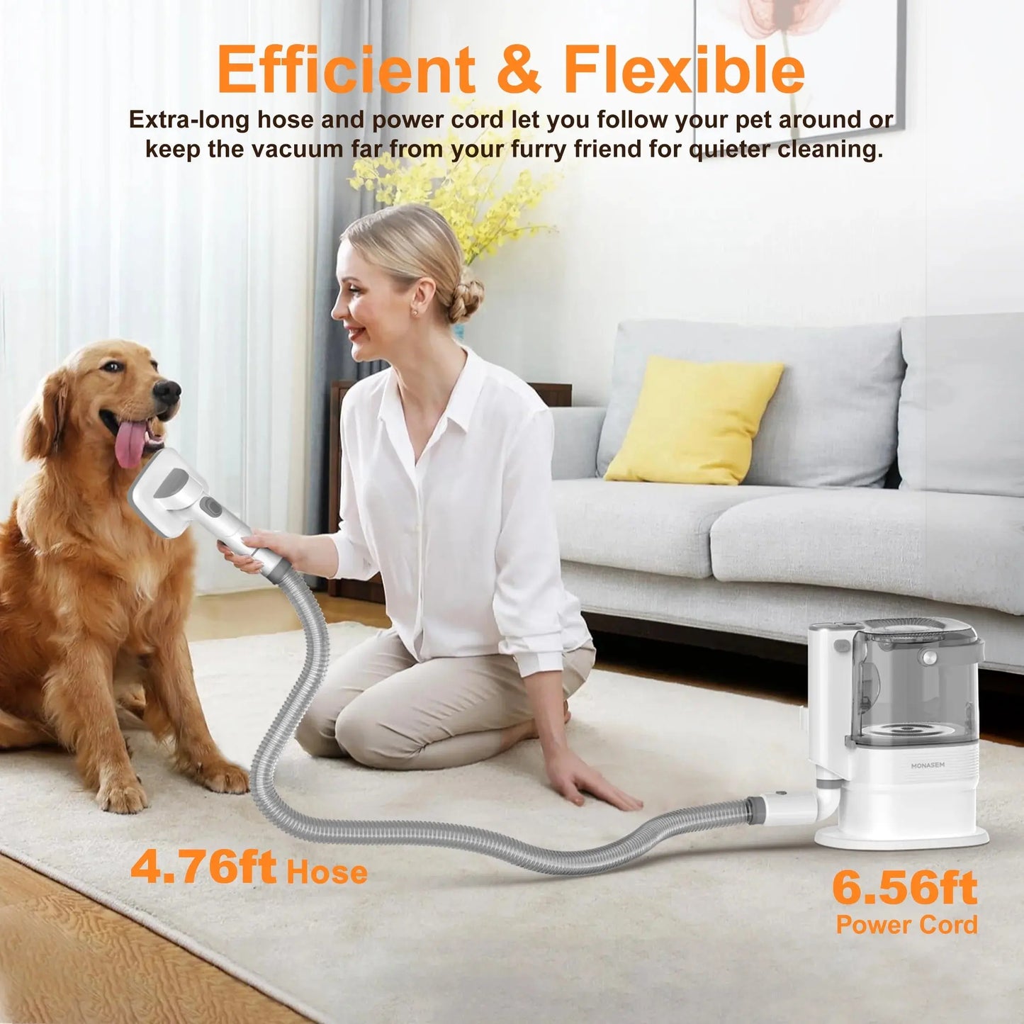 Dog Grooming Vacuum for Shedding, 13,200Pa Pet Grooming Vacuum Kit with Dogs Cats Clippers, 6 in 1 Low Noise Home Cleaning Tool