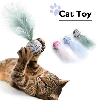 Interactive Pet Feather Ball Toy - Entertaining Cat Toy - TRENDSRB