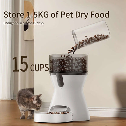 Automatic Cat Feeders 2.4G Wifi, Automatic Dog Food Dispenser, Timed Pet Feeder with 10S Dining Voice Record, 20 Cups/4L Smart Pet Feeder, Auto Pet Feeder for Cats and Small Dogs