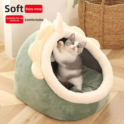 Semi-Enclosed Pet Bed with Blanket Option